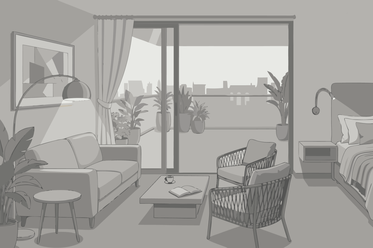 Apartament z 1 sypialnią i balkonem